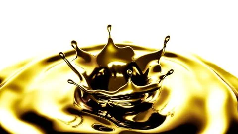 A splash of thick, golden liquid. 3d illustration, 3d rendering. Stock Illustration