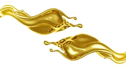 A splash of thick, golden liquid. 3d illustration, 3d rendering. Illustration