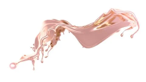 A splash of thick, golden liquid. 3d illustration, 3d rendering. Stockillustratie