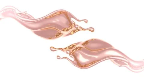 A splash of thick, golden liquid. 3d illustration, 3d rendering. Stock Illustration
