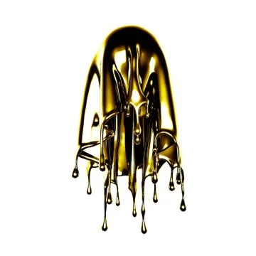 A splash of thick, golden liquid. 3d illustration, 3d rendering. Stock Illustration