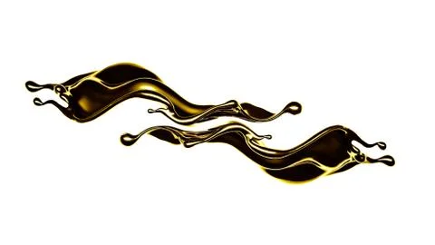 A splash of thick, golden liquid. 3d illustration, 3d rendering. Stock-Illustration