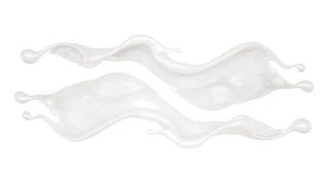 Splash of thick white liquid. 3d illustration, 3d rendering. Ilustração Stock