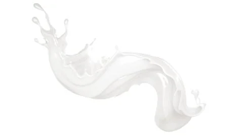 Splash of thick white liquid. 3d illustration, 3d rendering. イラスト素材