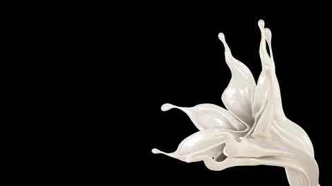 Splash of thick white liquid on a black background. 3d illustration, 3d rende Иллюстрация