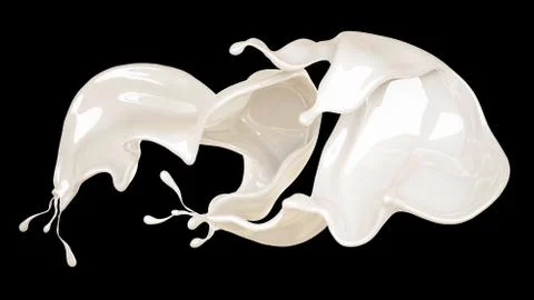 Splash of thick white liquid on a black background. 3d illustration, 3d rende Stock Illustration