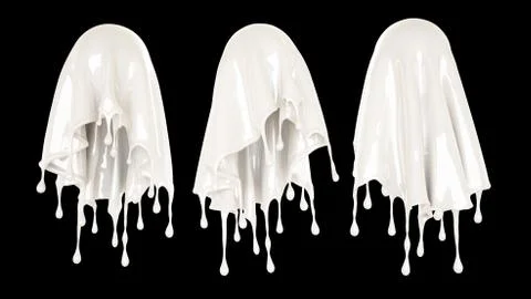 Splash of thick white liquid on a black background. 3d illustration, 3d rende Stockillustratie