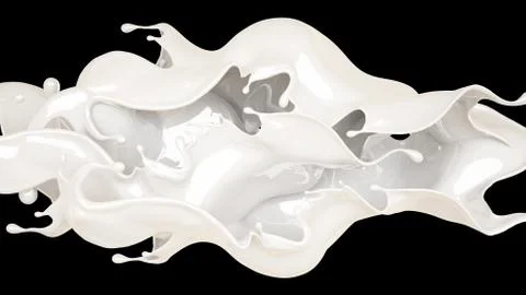 Splash of thick white liquid on a black background. 3d illustration, 3d rende Stock Illustration