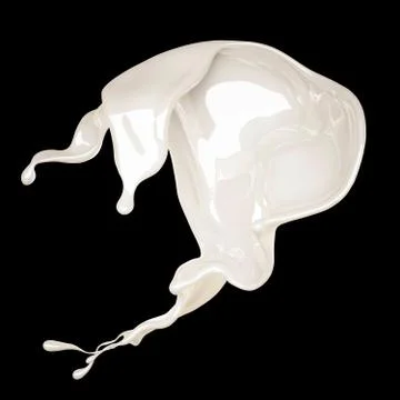 Splash of thick white liquid on a black background. 3d illustration, 3d rende Stock Illustration