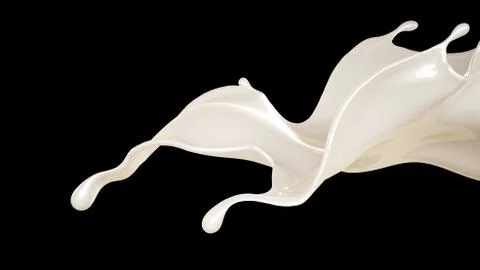 Splash of thick white liquid on a black background. 3d illustration, 3d rende Stock Illustration