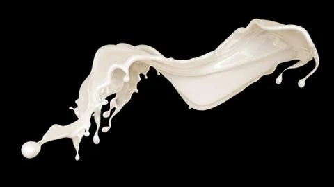 Splash of thick white liquid on a black background. 3d illustration, 3d rende Stock Illustration