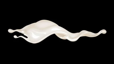 Splash of thick white liquid on a black background. 3d illustration, 3d rende Stock Illustration