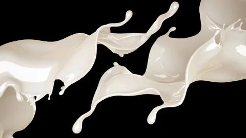 Splash of thick white liquid on a black background. 3d illustration, 3d rende Stock Illustration