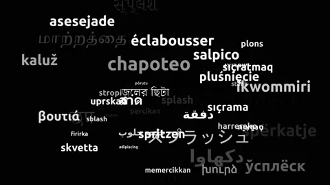 Splash Translated in 55 Worldwide Languages Endless Looping 3d Zooming Wordcl Stock Footage 145203470