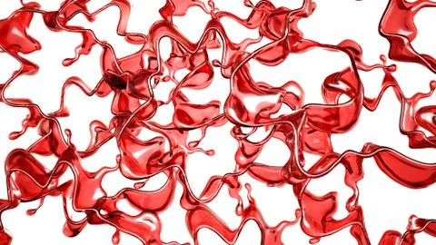 A splash of a transparent red liquid on a white background. 3d illustration, Stock Illustration