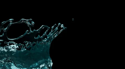 Splash of turquoise water in slow motion, isolated on black (FULL HD) Stockbeeldmateriaal 37874653