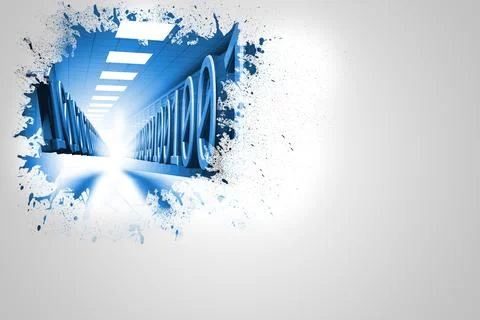 Splash on wall revealing binary code Stock Illustration