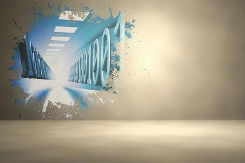 Splash on wall revealing binary code Stock Illustration