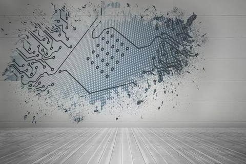 Splash on wall revealing circuit board Stock Illustration