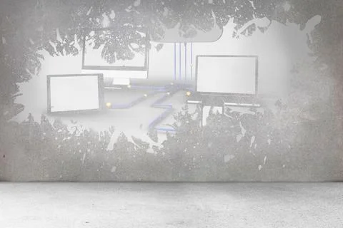 Splash on wall revealing cloud computing concept イラスト素材