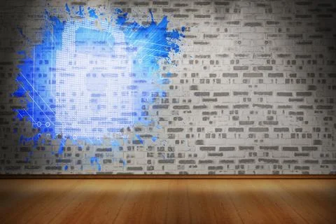 Splash on wall revealing digital lock イラスト素材