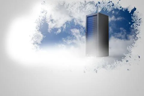 Splash on wall revealing server tower Stock Photos