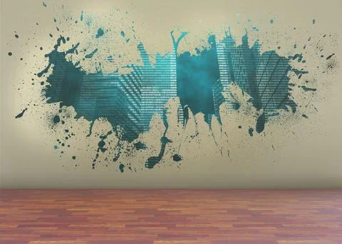 Splash on wall revealing technology graphic Stock Illustration