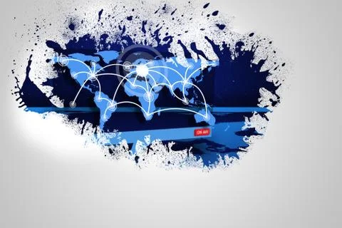 Splash on wall revealing technology interface Stock Illustration