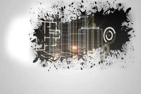 Splash on wall revealing technology interface Stockillustratie