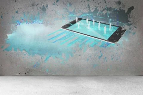 Splash on wall revealing technology interface Stock Illustration