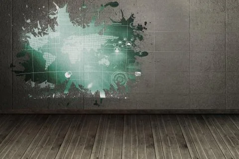 Splash on wall revealing technology interface 스톡 일러스트