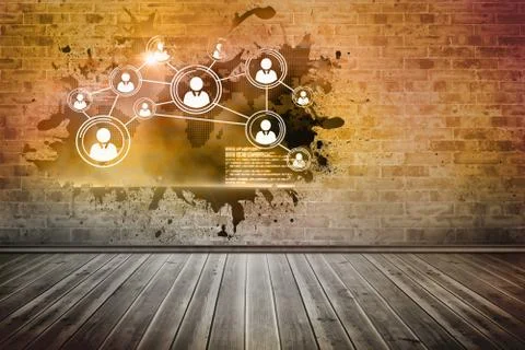 Splash on wall revealing technology interface Stock Illustration