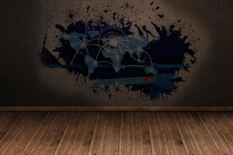 Splash on wall revealing technology interface Stock Illustration