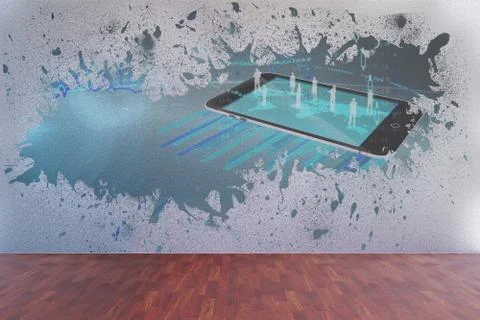 Splash on wall revealing technology interface Stock Illustration