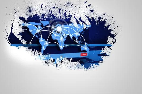 Splash on wall revealing technology interface Illustrazione stock