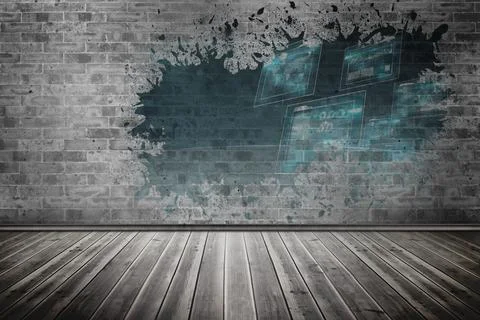 Splash on wall revealing technology interface Stock Illustration