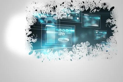 Splash on wall revealing technology interface Stock Illustration