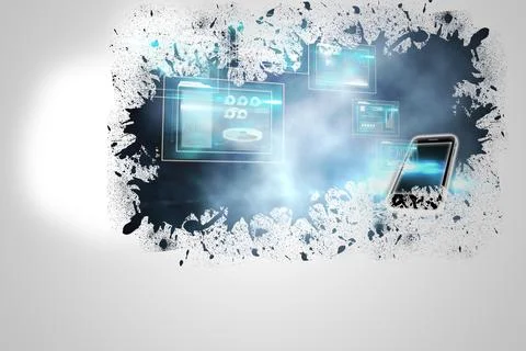 Splash on wall revealing technology interface Stock Illustration