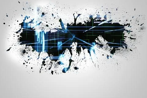 Splash on wall revealing technology interface Stockillustratie
