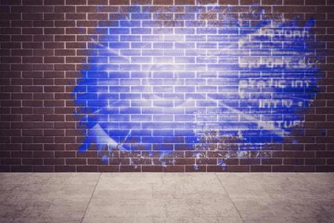 Splash on wall revealing technology interface Foto stock
