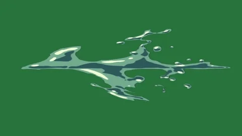 A splash of water on green background and with green screen animated chromakey Video stock 335681648