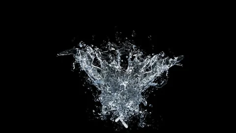 Splash of Water with Splashes on Black Background. Slow motion. Stock Footage 260477175