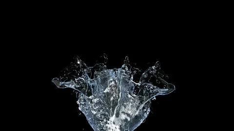Splash of Water with Splashes on Black Background. Slow motion. Stock Footage 260477183