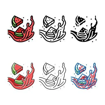 Splash watermelon color icon vector edition Stock Illustration
