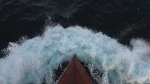 Splash of a wave against the ship's bulb. Stock Footage 90677220