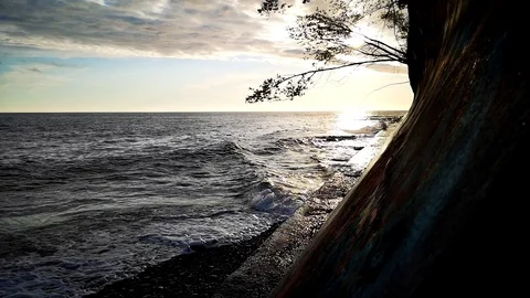 The splash of waves at the breakwater Stock Footage 109334612
