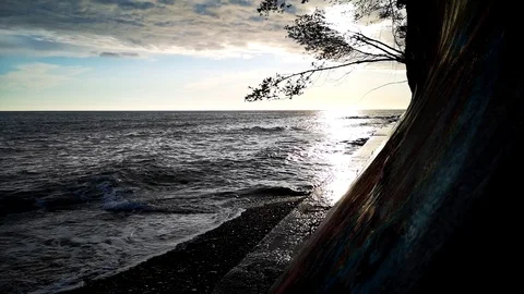 The splash of waves at the breakwater Stock Footage 109334643