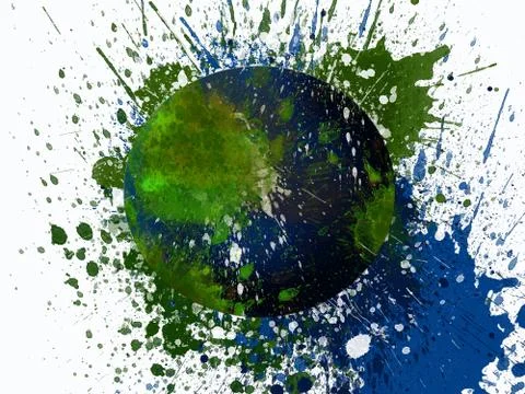 Splashed planet earth Иллюстрация