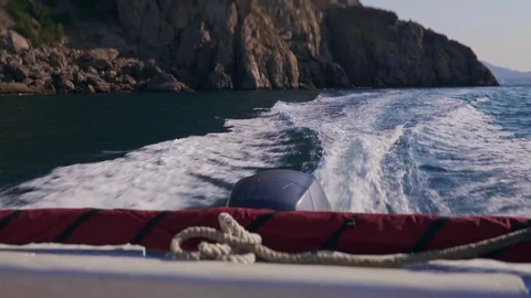 Splashes and waves from a boat in the sea or ocean Stock Footage 103407887