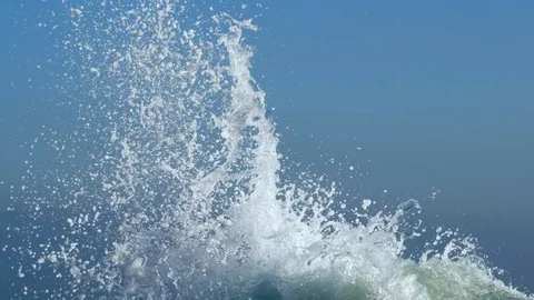 Splashes big strong waves crashing on the pier Stock Footage 99829046